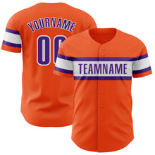 Load image into Gallery viewer, Custom Orange Purple-White Authentic Baseball Jersey
