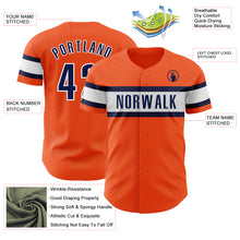 Load image into Gallery viewer, Custom Orange Navy-White Authentic Baseball Jersey
