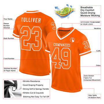 Custom Orange White Mesh Authentic Throwback Football Jersey