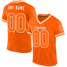 Load image into Gallery viewer, Custom Orange White Mesh Authentic Throwback Football Jersey
