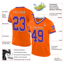 Load image into Gallery viewer, Custom Orange Purple-Gray Mesh Authentic Throwback Football Jersey
