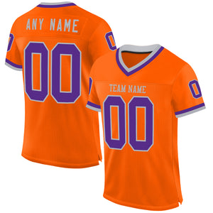 Custom Orange Purple-Gray Mesh Authentic Throwback Football Jersey