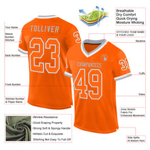 Load image into Gallery viewer, Custom Orange White-Gray Mesh Authentic Throwback Football Jersey
