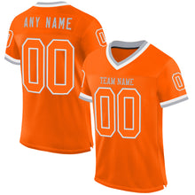 Load image into Gallery viewer, Custom Orange White-Gray Mesh Authentic Throwback Football Jersey
