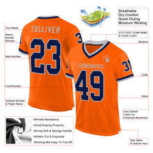 Load image into Gallery viewer, Custom Orange Navy-Gray Mesh Authentic Throwback Football Jersey
