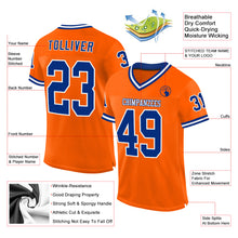 Load image into Gallery viewer, Custom Orange Royal-White Mesh Authentic Throwback Football Jersey
