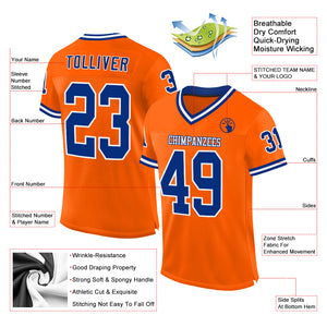 Custom Orange Royal-White Mesh Authentic Throwback Football Jersey