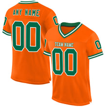 Load image into Gallery viewer, Custom Orange Kelly Green-White Mesh Authentic Throwback Football Jersey
