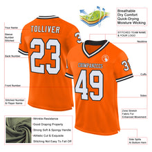 Load image into Gallery viewer, Custom Orange White-Black Mesh Authentic Throwback Football Jersey
