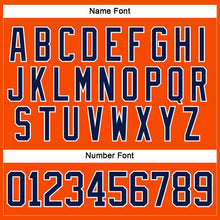 Load image into Gallery viewer, Custom Orange Navy-White Hockey Lace Neck Jersey
