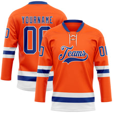 Load image into Gallery viewer, Custom Orange Royal-White Hockey Lace Neck Jersey
