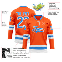 Load image into Gallery viewer, Custom Orange Powder Blue-White Hockey Lace Neck Jersey
