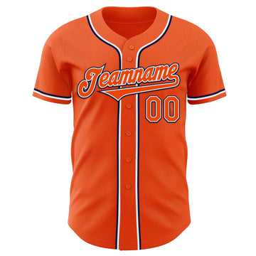 Custom Orange White-Navy Authentic Baseball Jersey