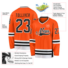 Load image into Gallery viewer, Custom Orange Black-White Hockey Jersey
