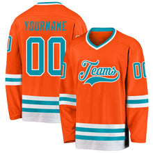 Load image into Gallery viewer, Custom Orange Teal-White Hockey Jersey
