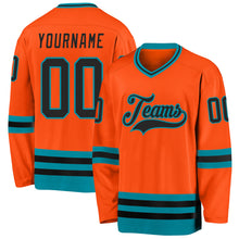 Load image into Gallery viewer, Custom Orange Black-Teal Hockey Jersey
