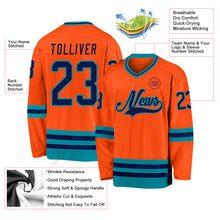 Load image into Gallery viewer, Custom Orange Navy-Teal Hockey Jersey
