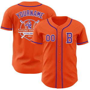 Custom Orange Purple-White Authentic Baseball Jersey