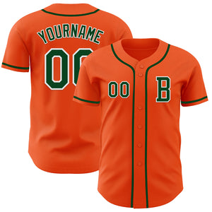 Custom Orange Green-White Authentic Baseball Jersey