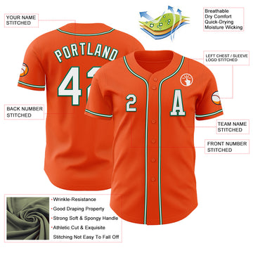 Custom Orange White-Kelly Green Authentic Baseball Jersey