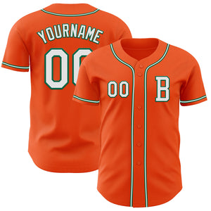 Custom Orange White-Kelly Green Authentic Baseball Jersey