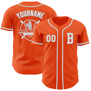 Custom Orange White-Gray Authentic Baseball Jersey