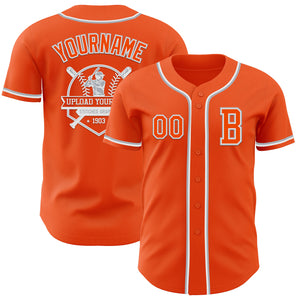 Custom Orange White-Gray Authentic Baseball Jersey