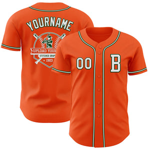 Custom Orange White-Green Authentic Baseball Jersey