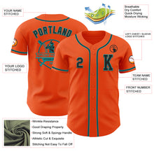 Load image into Gallery viewer, Custom Orange Black-Teal Authentic Baseball Jersey
