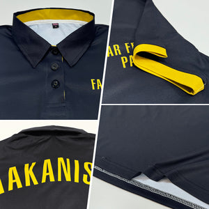 Custom Black Yellow Performance Golf Polo Shirt