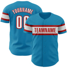 Load image into Gallery viewer, Custom Panther Blue White-Red Authentic Baseball Jersey
