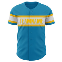 Load image into Gallery viewer, Custom Panther Blue White-Yellow Authentic Baseball Jersey
