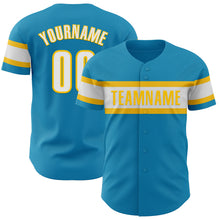 Load image into Gallery viewer, Custom Panther Blue White-Yellow Authentic Baseball Jersey
