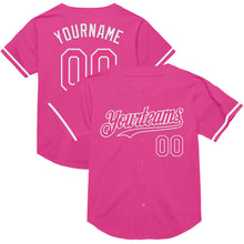 Load image into Gallery viewer, Custom Pink White Mesh Authentic Throwback Baseball Jersey
