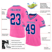 Load image into Gallery viewer, Custom Pink Royal-White Mesh Authentic Throwback Football Jersey
