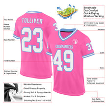 Load image into Gallery viewer, Custom Pink White-Light Blue Mesh Authentic Throwback Football Jersey
