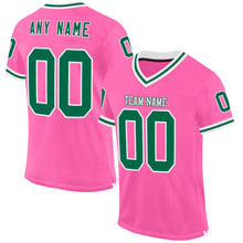 Load image into Gallery viewer, Custom Pink Kelly Green-White Mesh Authentic Throwback Football Jersey
