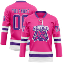 Load image into Gallery viewer, Custom Pink Purple-White Hockey Lace Neck Jersey
