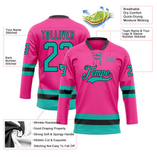 Load image into Gallery viewer, Custom Pink Aqua-Black Hockey Lace Neck Jersey
