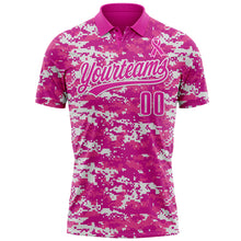 Load image into Gallery viewer, Custom Camo Deep Pink-White 3D Pink Ribbon Breast Cancer Awareness Month Women Health Care Support Performance Polo Shirt
