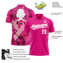 Load image into Gallery viewer, Custom Pink Light Pink-White 3D Pink Ribbon Breast Cancer Awareness Month Women Health Care Support Performance Polo Shirt
