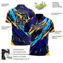 Load image into Gallery viewer, Custom Navy Black-Gray 3D Bowling Performance Polo Shirt
