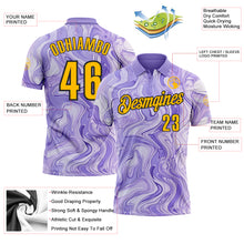 Load image into Gallery viewer, Custom Purple Gold-Black 3D Bowling Abstract Liquid Performance Polo Shirt
