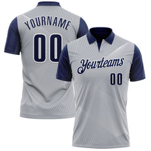 Load image into Gallery viewer, Custom Gray Navy-White 3D Bowling Line Performance Polo Shirt
