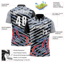 Load image into Gallery viewer, Custom Gray Black Red-Light Blue 3D Bowling Line Performance Polo Shirt
