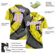 Load image into Gallery viewer, Custom Light Yellow Light Purple-Steel Gray 3D Bowling Splash Ink Performance Polo Shirt
