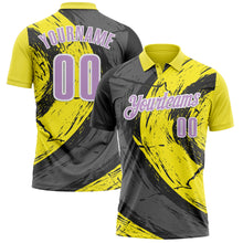 Load image into Gallery viewer, Custom Light Yellow Light Purple-Steel Gray 3D Bowling Splash Ink Performance Polo Shirt
