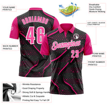 Load image into Gallery viewer, Custom Black Pink-Hot Pink 3D Bowling Dot Performance Polo Shirt
