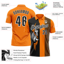 Load image into Gallery viewer, Custom Bay Orange Black-White 3D Bowling Tattoos Performance Polo Shirt
