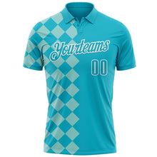 Load image into Gallery viewer, Custom Lakes Blue Ice Blue-White 3D Bowling Geometric Square Shape Performance Polo Shirt
